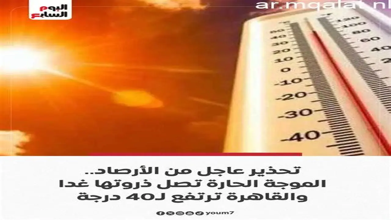 توقعات بتبلور ذروة الموجة الحارة غدًا وفقًا لبيانات الأرصاد الجوية الأخيرة